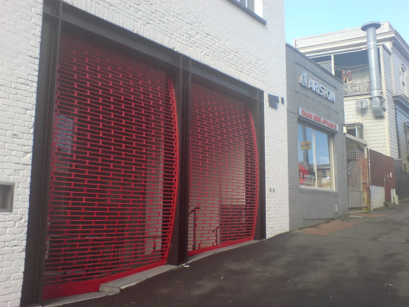 Red roller garage doors